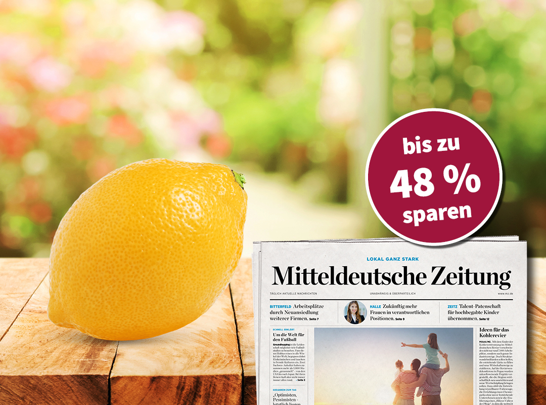 Das Bild zeigt rechts eine rote Sonnenbrille. Auf dem linken Glas der Sonnenbrille steht 