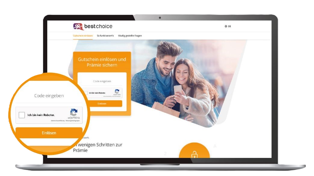 Screenshot Einlöseshop Schritt 1